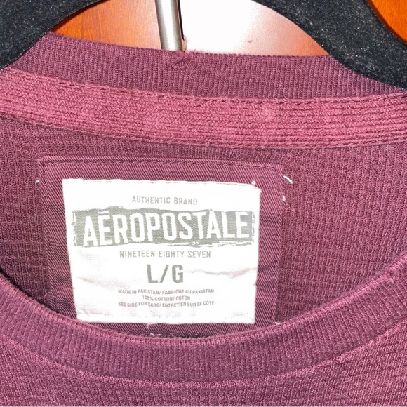 Aeropostale 1987 Athletics Long Sleeve T-Shirt Burgundy Men’s Size L Thermal - Picture 3 of 3